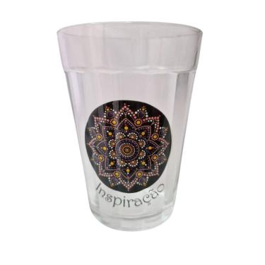 Imagem de Copo Vidro Americano Mandala Inspiração Presente Decoração