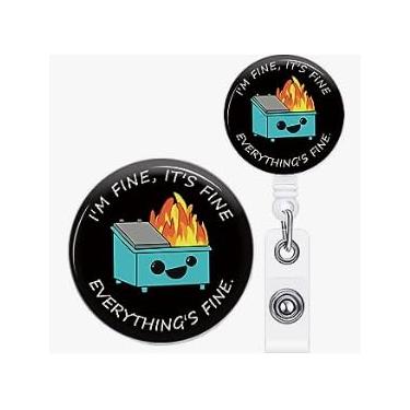 Imagem de Tian Zhun Carretel de crachá retrátil preto com clipe de jacaré giratório decoração de identificação engraçada com nome de enfermeira