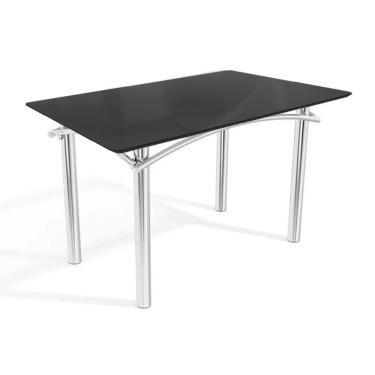 Imagem de Mesa P- Cozinha Elba Tampo Madeirado C- Vidro 120cm Cromada-preto - Kappesberg
