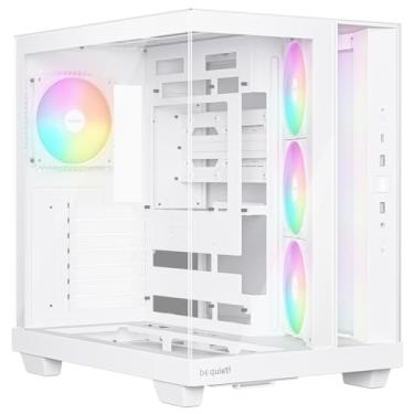 Imagem de be quiet! Capa de PC branca Light Base 500 LX, painel frontal e lateral totalmente com janela, design de câmara dupla, hub de ventilador ARGB, 4 ventiladores Light Wings LX PWM, design de conector