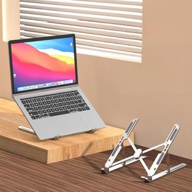 Imagem de Suporte de alumínio para laptop, suporte ergonômico ajustável para notebook com estrutura de triângulo duplo e almofadas de silicone antiderrapantes para todos os laptops