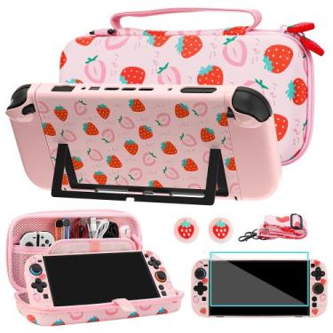 Imagem de Estojo de transporte FUNDIARY Pink para Nintendo Switch 2 com acessóri