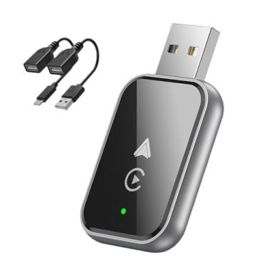 Imagem de Endliss Innovation Adaptador sem fio CarPaly e Android – Converta CarPlay com fio de fábrica para plugue Dongle sem fio, funciona com iPhone iOS 10+ e Android 9+, 2 cabos incluídos USB A para USB C e