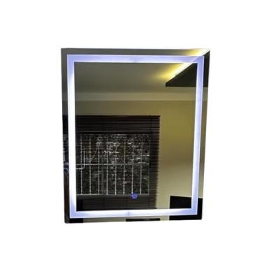 Imagem de Decora Loja Espelho Retangular LED, Vidro Jateado, 60x80cm, Iluminação Branca, Montagem na Parede, Clássico, com Sensor e Pendurador, para Banheiro e Decoração (Led Branco Neutro)