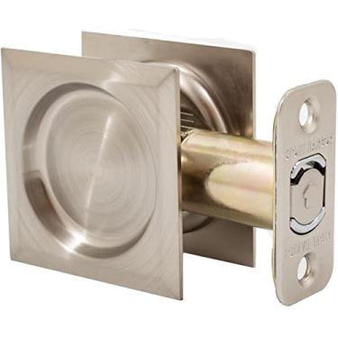 Imagem de Fechadura de porta quadrada contemporânea, trava de passagem (salão/armário), fundo de 6 cm, RCL, níquel acetinado por Stone Harbor Hardware