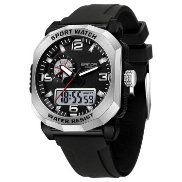 Imagem de Relógio Digital Masculino Dual Display Esportivo À Prova D `Água Impermeavel 5atm