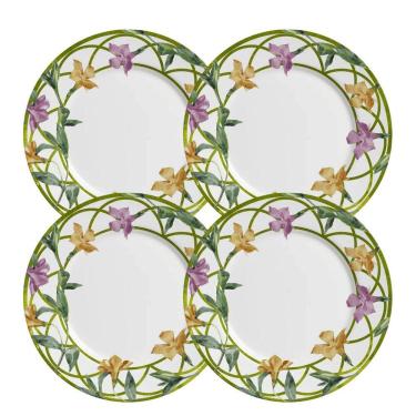 Imagem de Jogo De Pratos Sobremesa 21Cm 4 Peças Campos Cerâmica Floral