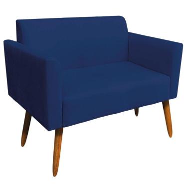 Imagem de Poltrona Namoradeira Pés Palito Madeira Suede Azul Marinho