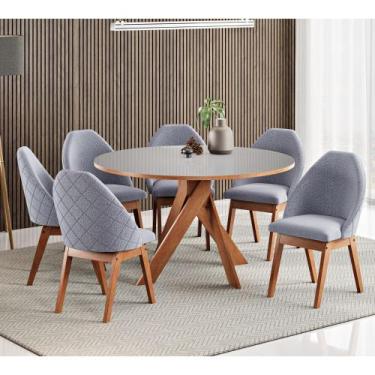 Imagem de Conjunto Sala de Jantar Mesa Mônaco 137cm 6 Poltronas Grecia Madetal, 