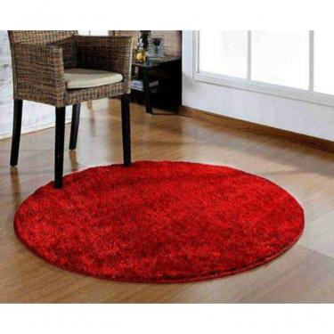 Imagem de Tapete Sala Redondo 1,50 M Macio Antiderente Vermelho
