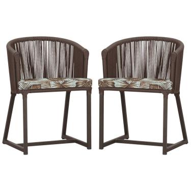 Imagem de 2 Cadeiras De Jantar Noronha Marrom Corda Náutica E6 Trama Marrom