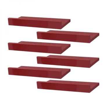 Imagem de Kit 6 Prateleiras Porta Quadros 40 x 10cm Vermelha