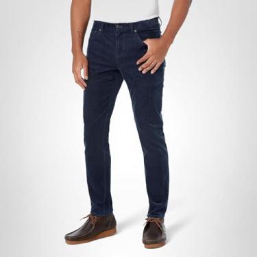 Imagem de Brooks Brothers Calça masculina de veludo cotelê com cinco bolsos e stretch, Azul marino, 42W / 32L