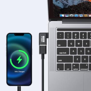 Imagem de Adaptador USB 3.0 para Tipo-C 90 graus (pacote com 2), USB fêmea para USB-C macho OTG para carregamento rápido e transferência de dados