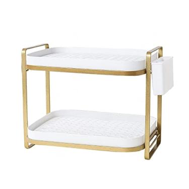 Imagem de Bancada organizadora de pia de banheiro, organizador de balcão de banheiro de 2 andares, suporte de temperos, organizador de cosméticos, prateleira de bancada para banheiro, cozinha, sala de estar