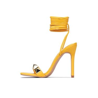 Imagem de Cape Robbin Aigo Tocuri înalte stiletto sexy pentru femei, pantofi pătrați cu vârf deschis, tocuri - galben mărime 7