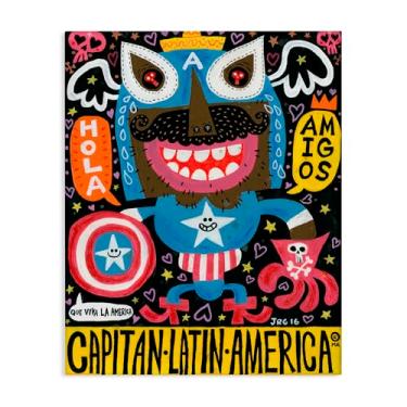 Imagem de Stupell Industries Todos Somos Americanos Collage Canvas Wall Art, design por Jorge R. Gutierrez, 20 x 16