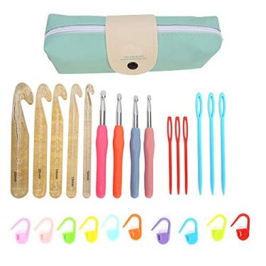 Imagem de CONJUNTO DE GANCHO DE CROCHÊ CROCHETS DE CRISTAL DIY FERRAMENTAS DE TRICÔ COM CABO MACIO PARA FAZER CAMISOLAS ARTESANATOS 5 CRISTAL 4 TPR 6 AGULHAS DE SUTURA 10 PINOS
