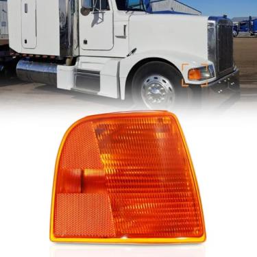 Imagem de Hpdmauto Luz de canto adequada para caminhões Peterbilt 385/377 conjunto de lâmpada marcador lateral halogêneo âmbar lado direito do passageiro