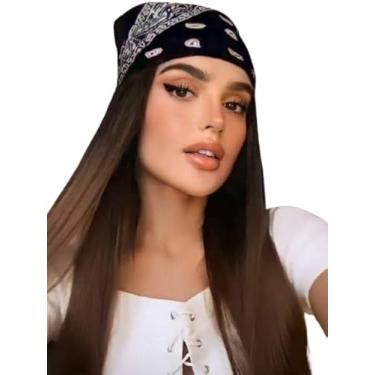 Imagem de Bandana Tradicional Preta Unissex, Estampa Floral, Acessório para Cabeça, Estilo Clássico