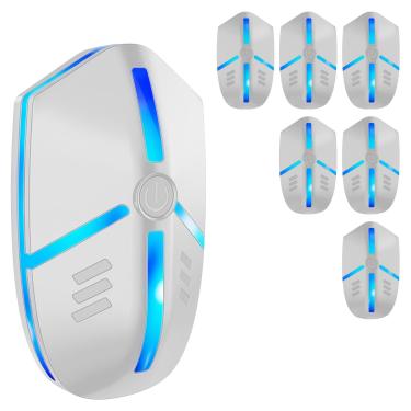 Imagem de Repelente ultrassônico 2025 para roedores, camundongos, aranhas, pacote com 6 insetos, repelente eletrônico interno, cobertura ecológica de grande área de até 1600 metros quadrados para casa, hotel