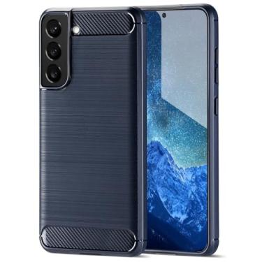 Imagem de Chewtoyo Capa fina à prova de choque para Samsung Galaxy S21 FE, TPU macio azul elegante com ranhuras de resfriamento, acabamento escovado fosco capa protetora para smartphone