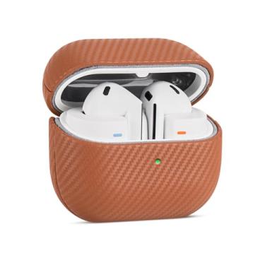 Imagem de Haobobro Capa de couro para Samsung Galaxy Buds 3 FE / Buds3 Pro/Buds 3 - couro selecionado para a pele, textura de fibra de carbono, capa dura à prova de choque feita à mão para Samsung Buds Pro 3