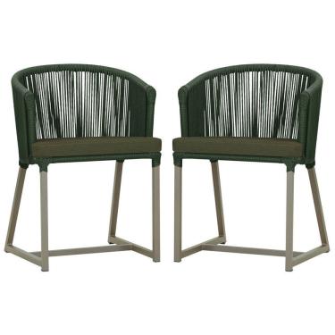 Imagem de 2 Cadeiras De Jantar Noronha Fendi Corda Náutica E13 Trama Verde