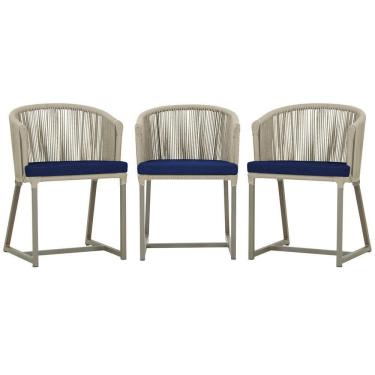 Imagem de 3 Cadeiras De Jantar Noronha Fendi Corda Náutica E10 Trama Rami