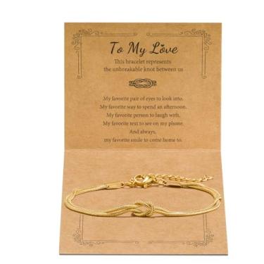 Imagem de Pulseiras combinando para casais, pulseira com nó de amor, promessa, alma gêmea, amizade, pulseiras para sempre, infinito, joias presentes para mulheres, adolescentes, ela, Small, Aço inoxidável, Sem