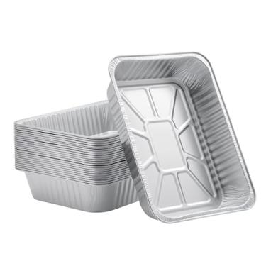 Imagem de BondOnLum Forma de alumínio descartável, recipiente para assar tamanho familiar, retangular profundo, tamanho 9 × 13, formas de lata para assar, catering, piquenique ou férias (pacote com 25)