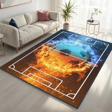 Imagem de Rnmdn Tapete de futebol para decoração de sala de esportes, poliéster de 1,8 m x 2,5 m, antiderrapante para quarto, área de jogo e decoração de sala de futebol