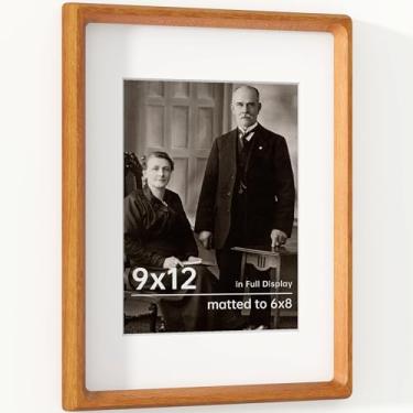 Imagem de Dreamland Molduras de madeira de teca maciça de 22 x 30,5 cm, foscas para 15 x 20 cm, canto arredondado feito à mão com tela de vidro temperado HD ou suporte de parede, 1 pacote