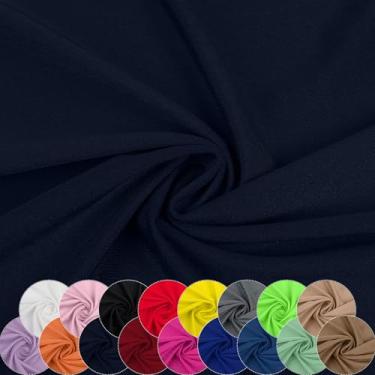 Imagem de Tecido de nylon elastano, 80% nylon, 20% elastano, tecido de lycra, roupa de banho, tecido esportivo elástico em 4 direções, dança, ioga (azul-marinho, 2 jardas)