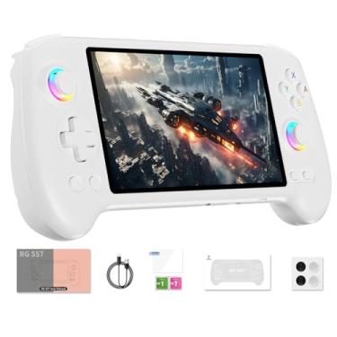 Imagem de RG557 Retro Handheld Game Console , 5.48 Inch AMOLED Screen Handheld Emulator Android 14 System Dimensity 8300 Processor Support WiFi 6E Bluetooth 5.3(White)