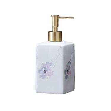 Imagem de Dispensador de sabão Frasco de pressão alto valor cor dispensador xampu para sabonete líquido 280ML/450ML vazio loção cerâmica para hotel(Médio)