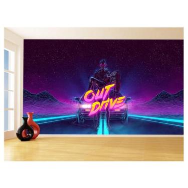 Imagem de Papel De Parede 3D Arte Cyber Punk Noite Retrô 3,5M Tra84 - Você Decor