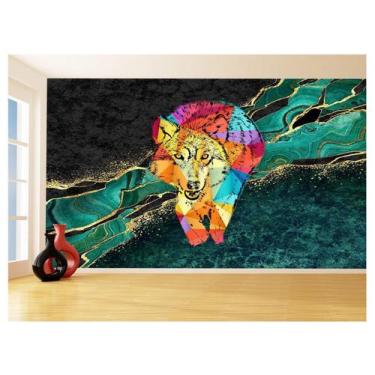 Imagem de Papel De Parede Animais Pop Art Lobo Colorido 3,5M Pxa590 - Você Decor