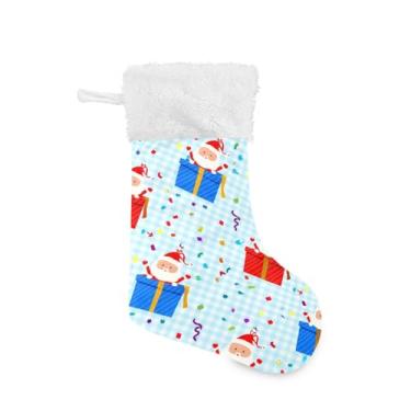 Imagem de GakkiGii Meia grande de Natal com desenho de Papai Noel, decoração de Natal para pendurar na parede da árvore da lareira, 45 x 31 cm