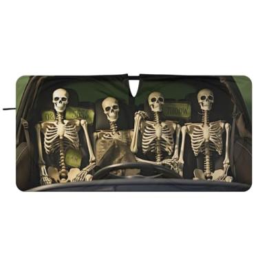 Imagem de Blueangle Para-brisa de esqueletos de carro - 149.9 cm x 76.2 cm dobrável janela dianteira do carro blocos de proteção solar raios UV viseira de sol (431)