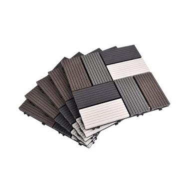 Imagem de Azulejos de plástico para deck de jardim de fácil clique, revestimento externo com design de bloco de cores para jardim antiderrapante e emenda à prova d'água para varanda varanda à beira da piscina