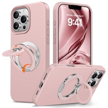 Imagem de XYZ Capa para iPhone 16 Pro de 6,3 polegadas, suporte de anel duplo de silicone macio, capa protetora de silicone líquido premium, toque suave acetinado, à prova de choque com forro de microfibra