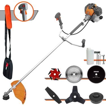 Imagem de Roçadeira Profissional Completa Tekna RL430-P À Gasolina 2T 43cc 1,7HP de Potência Alta Rotação Com Carretel de Nylon + Kit 5 Lâminas de Cortes