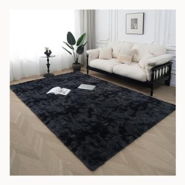 Imagem de HGTRH Tapetes de área para quarto, sala de estar, tapete xadrez macio macio com suporte de borracha antiderrapante tapete de pelúcia interior decoração de casa B cinza escuro 160 x 230 cm