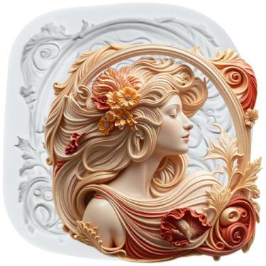 Imagem de MYPRACS Moldura espelhada retrato fondant molde de silicone para decoração de bolo de açúcar topo de cupcake pasta de goma de chocolate argila polímero