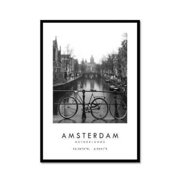 Imagem de Pôster de cidade preto e branco - impressão de viagem Roma Las Vegas Veneza Paris Sydney Amsterdam Amalfi Sanfrancisco Pintura em tela impressões de paisagem da cidade do mundo imagens de parede