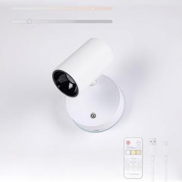 Imagem de GZZBMY Luz de LED Candeeiros de Parede Recarregáveis com Controle Remoto Interruptor de Toque Lâmpada de Parede Regulável Rotação 355° Iluminação de Parede Magnética Sem Fio para Fotos Sala de Estar