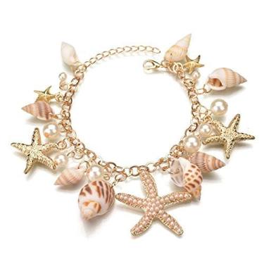 Imagem de Colar de estrela do mar, pulseira, concha grossa, colar de sereia, bijuteria, joia de praia para mulheres, Medium, Latão, Sem Pedra Preciosa