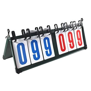 Imagem de uhyOHF Pontuação de placar de 6 dígitos 0-999, flipper de pontuação de mesa portátil, placar de mesa para basquete, futebol, vôlei e qualquer esporte competitivo (