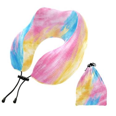 Imagem de CEBUGI Travesseiros de viagem portáteis em forma de U, travesseiro de pescoço de espuma viscoelástica com trava de corda ajustável para avião, viagem, trem, negócios, escritório, soneca (fundo